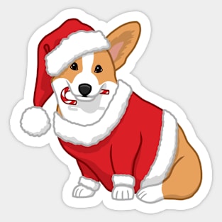 Cute Tan Corgi in Santa Christmas Costume Sticker
